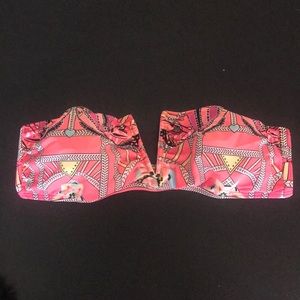 Mara Hoffman Pink V-cut Strapless Swim Top Size M